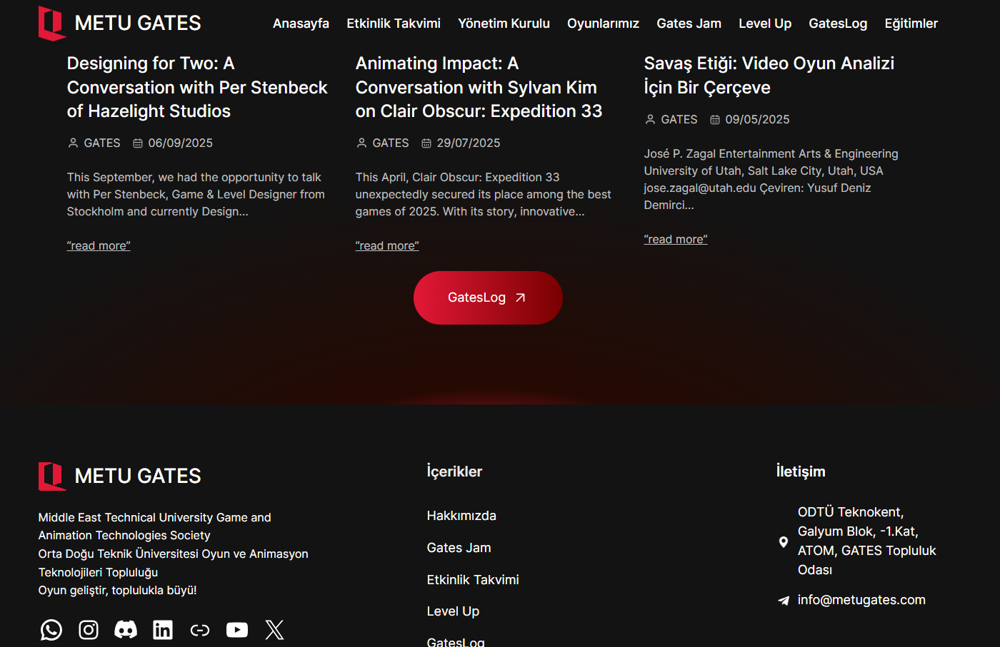 METU GATES website screenshot